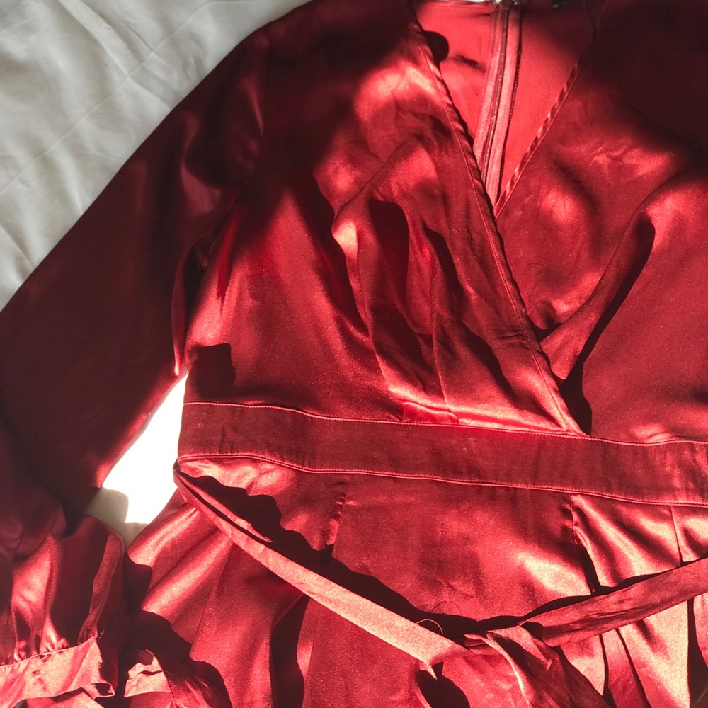 Red satin dress